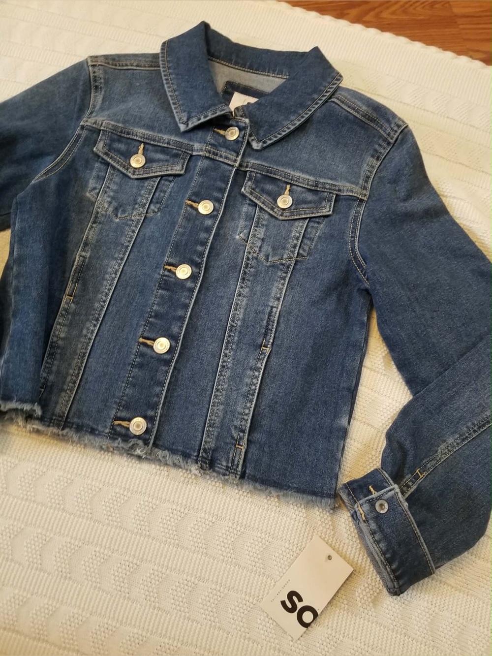 SO Medium Wash Blue Denim Jacket with Contrast Stitching